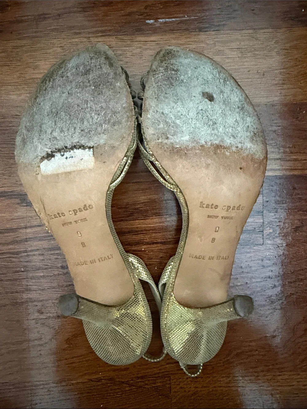 kate spade Gold Beaded Slingback Heels with Pink Insole size 9